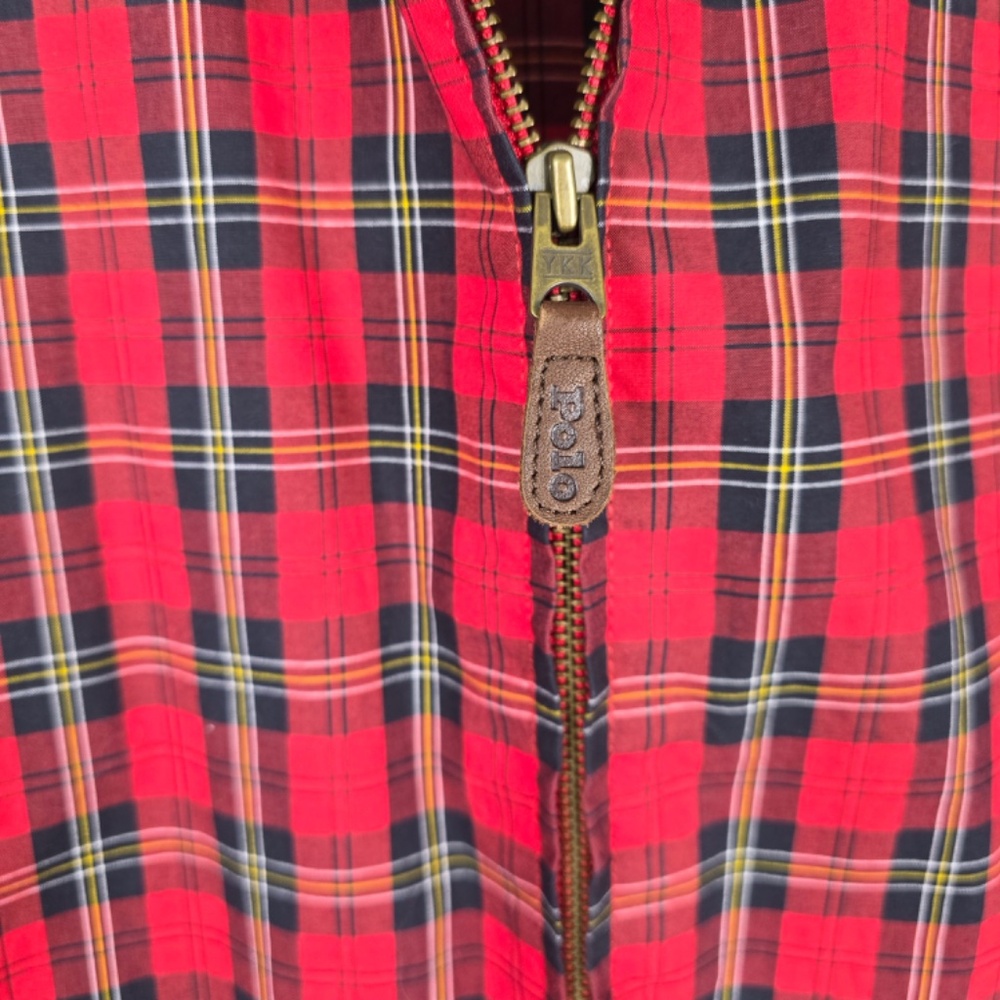 VTG Polo Ralph Lauren Red Tartan Plaid Harrington Lightweight Jacket XL - Picture 5 of 11